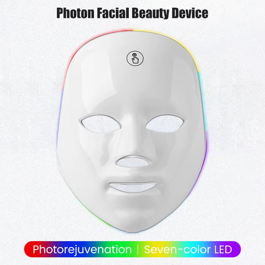 7 Colors Photon Facial LED Mask Red Light Therapy anti Aging Face Neck Beauty Mask Relaxation Treatment Anti-Wrinkle Skin Care